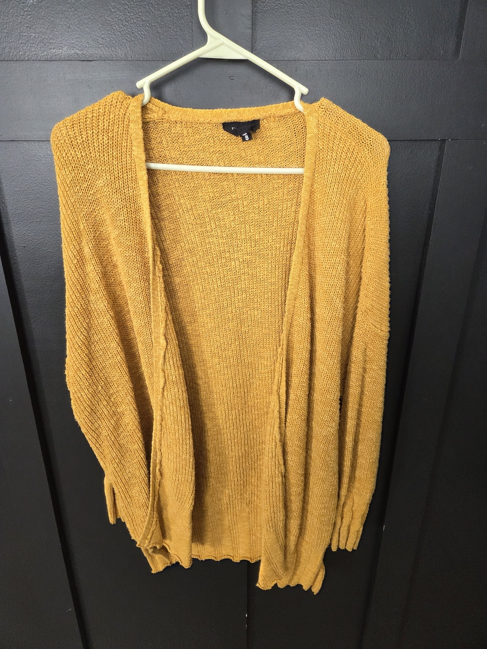 Mustard Open-Front Women's Cardigan Sweater